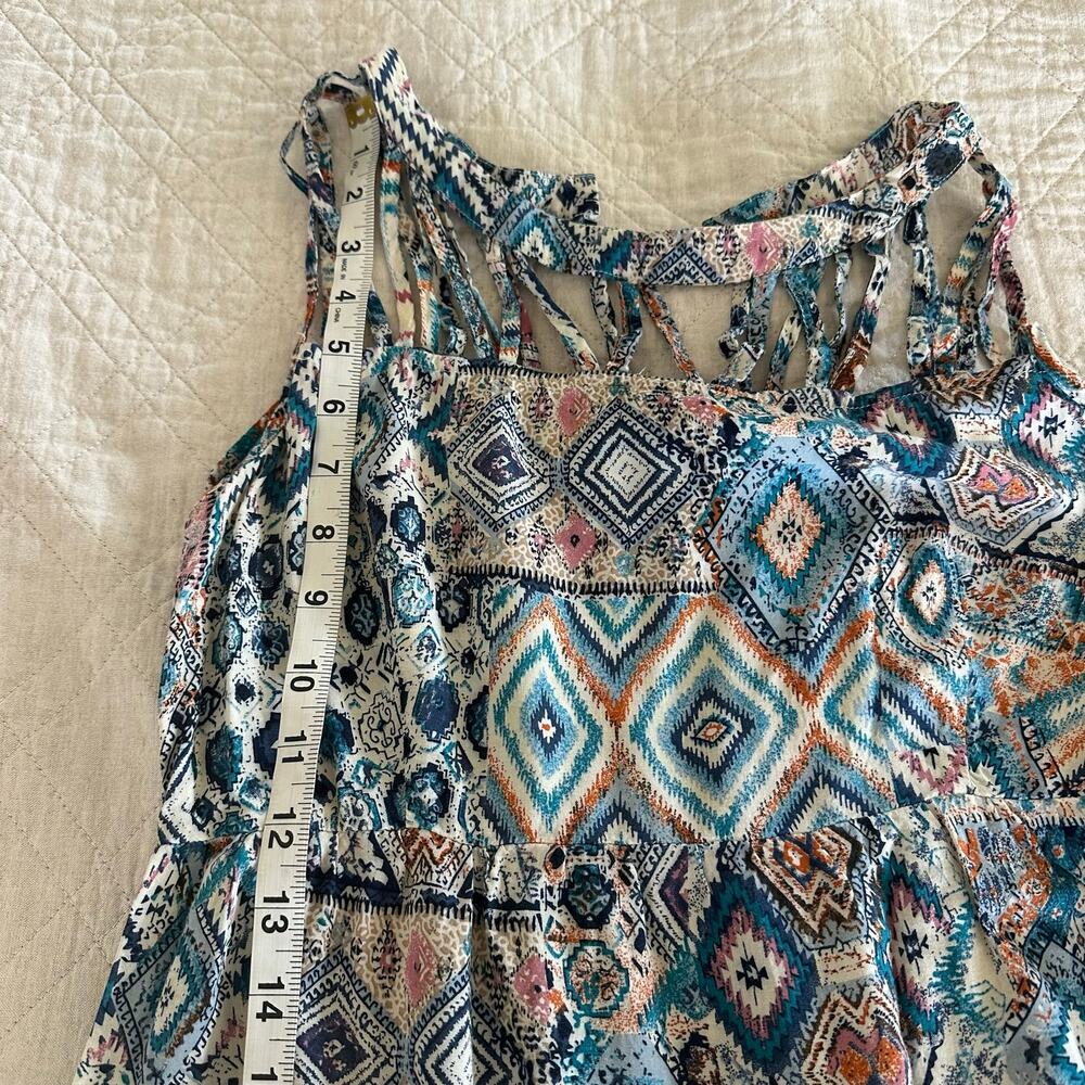 Desert Boho Aztec Maxi Dress Cutout Back Sleeveless Festival Size M Goddess - Picture 5 of 9